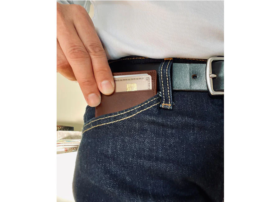 DAVEK SLIM WALLET with mini pen - BROWN - Image 6