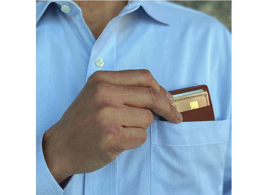 DAVEK SLIM WALLET with mini pen - BROWN - Image 7